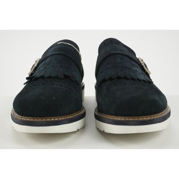 New Thompson Mens US 9 Blue Suede Kilted Almond Cap Toe Single Monk Strap Loafer - Picture 10 of 10